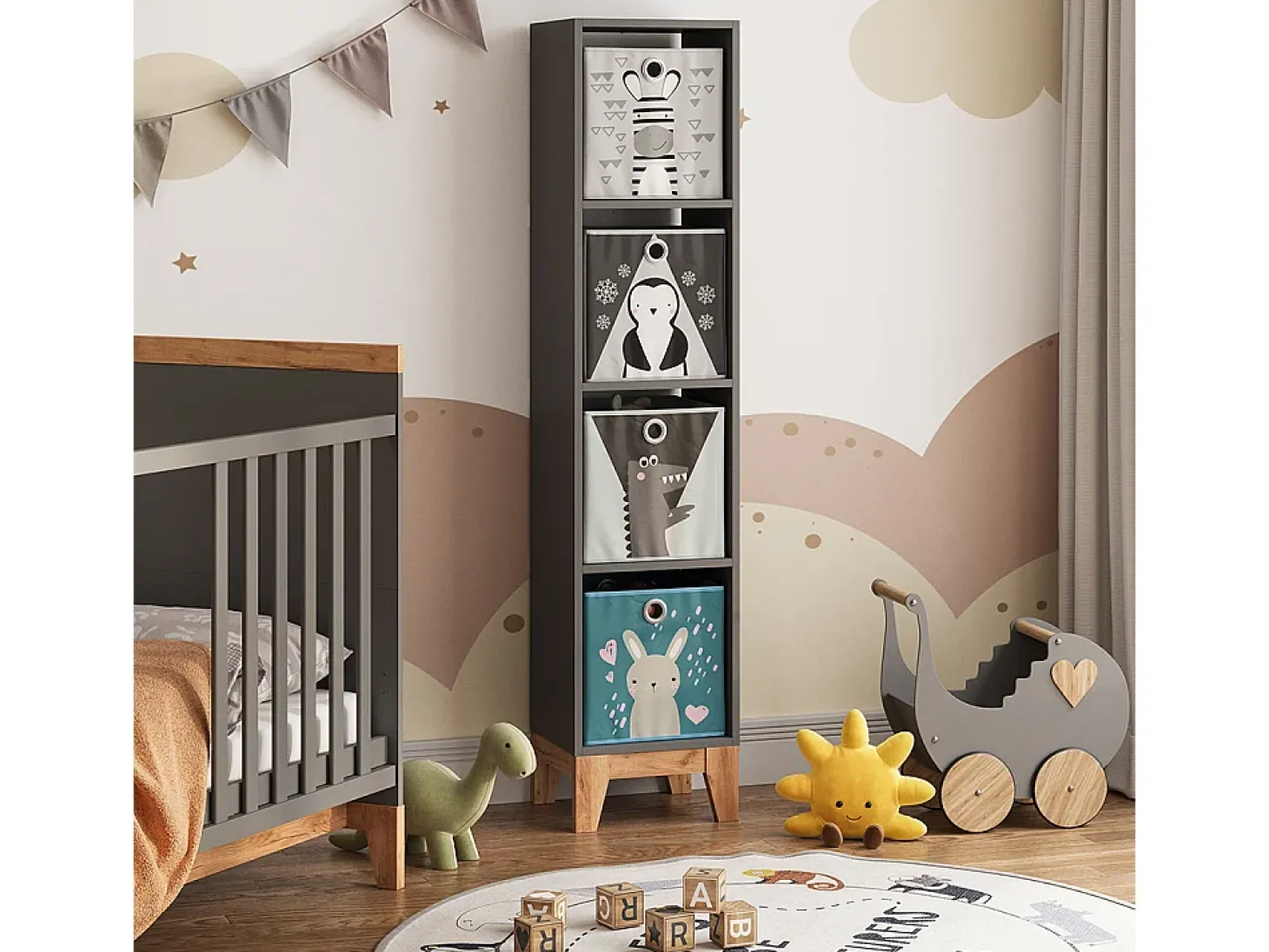 Prateleira infantil cinza/artesanal 35.2x30x159.5 malia
