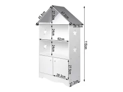 Prateleira infantil com porta de madeira com fechadura branco-acinzentado 19_0000173