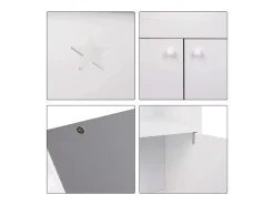 Prateleira infantil com porta de madeira com fechadura branco-acinzentado 19_0000173
