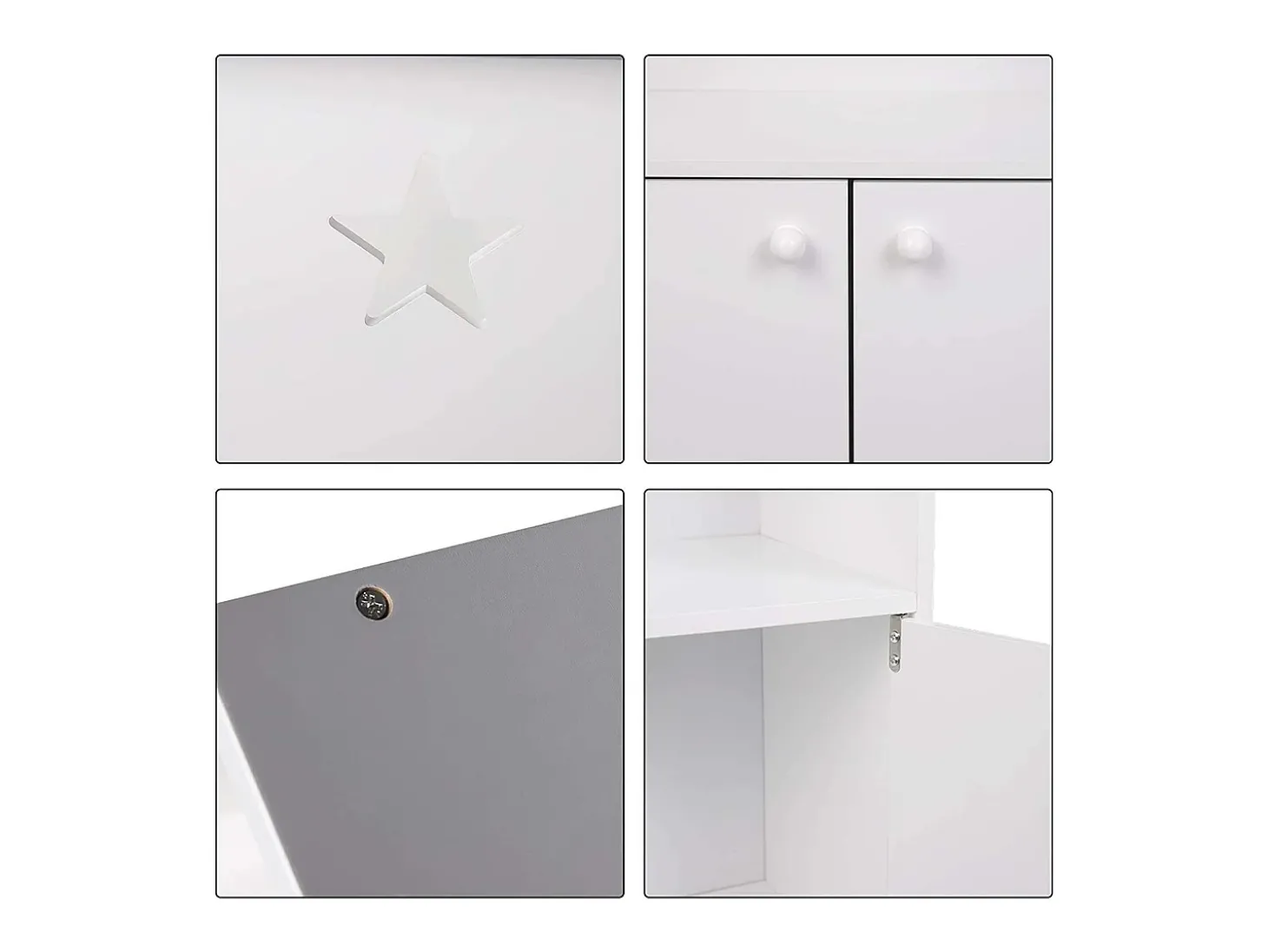 Prateleira infantil com porta de madeira com fechadura branco-acinzentado 19_0000173