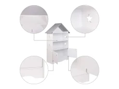 Prateleira infantil com porta de madeira com fechadura branco-acinzentado 19_0000173