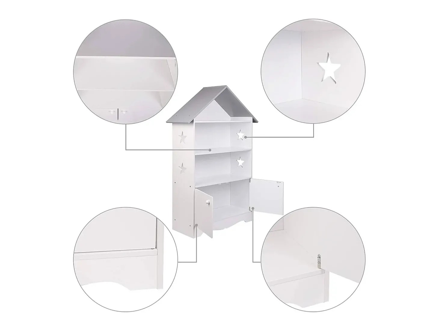 Prateleira infantil com porta de madeira com fechadura branco-acinzentado 19_0000173