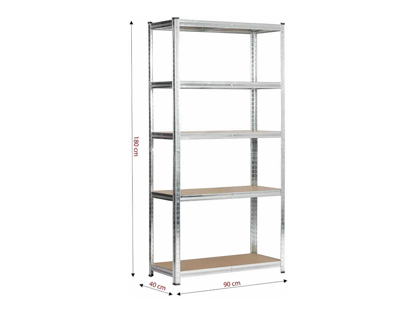 Prateleira Metálica de Armazenamento 90x40x180 cm em Prata Galvanizada - Estrutura Robusta com 5 Níveis, Montagem Fácil e Carga até 175kg
