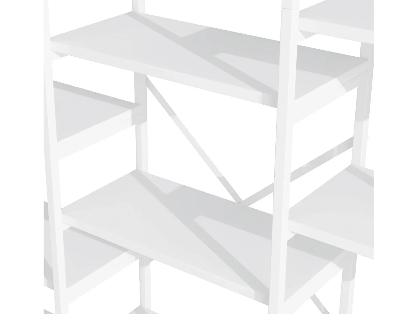 Prateleira moderna 160x30x180 cm - Prateleiras de vários níveis - Tubos de aço + MDF - Design retangular e curvo - Branco