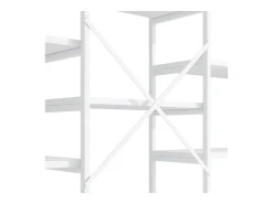 Prateleira moderna 160x30x180 cm - Prateleiras de vários níveis - Tubos de aço + MDF - Design retangular e curvo - Branco
