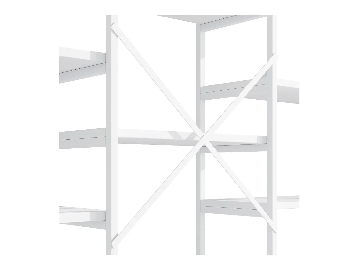 Prateleira moderna 160x30x180 cm - Prateleiras de vários níveis - Tubos de aço + MDF - Design retangular e curvo - Branco