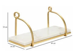 Prateleira Paci, Prateleira, Prateleira de parede, Prateleira multiusos, 40x16 h18 cm, Branco e Dourado