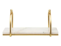 Prateleira Paci, Prateleira, Prateleira de parede, Prateleira multiusos, 40x16 h18 cm, Branco e Dourado