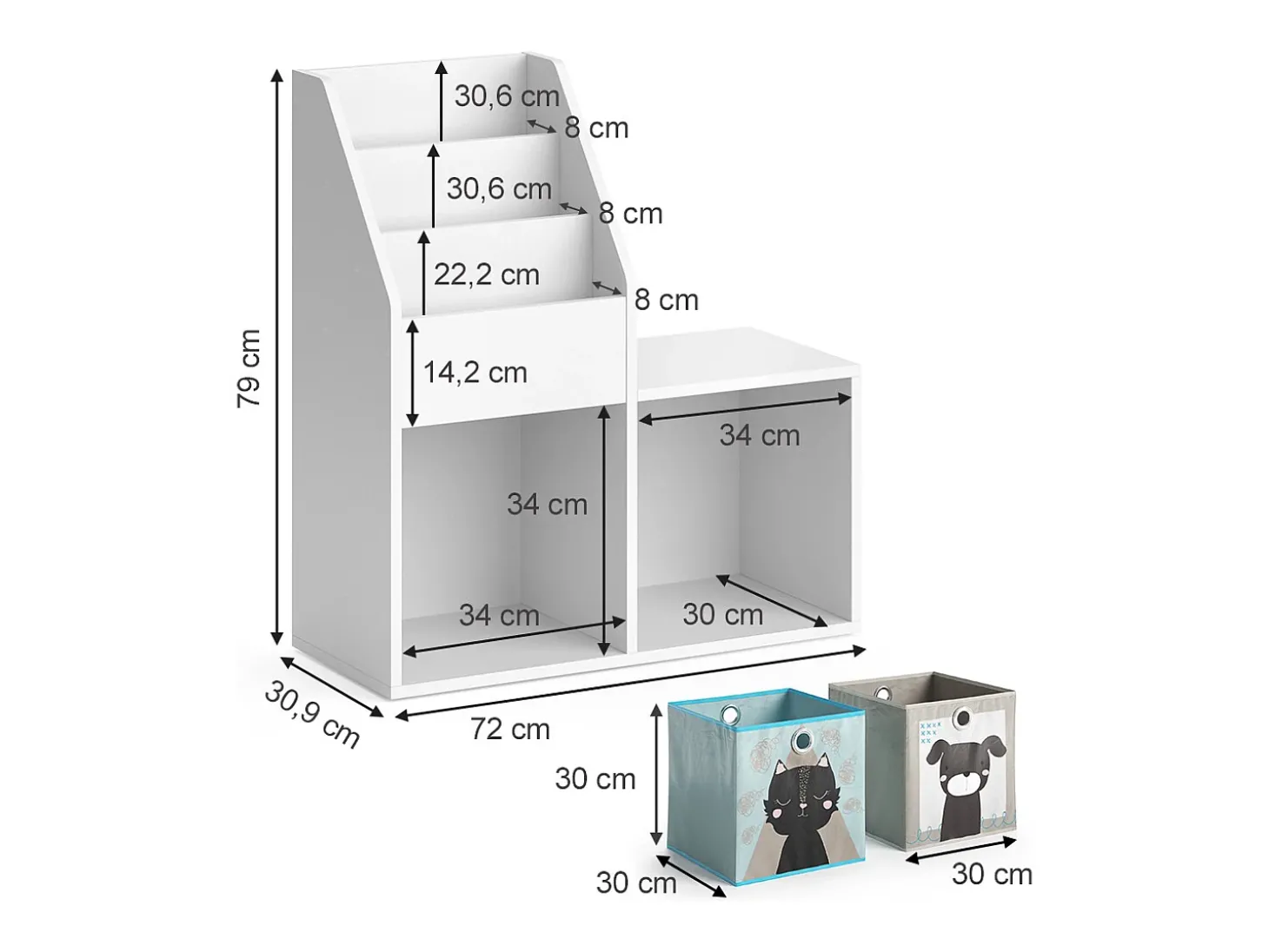 Prateleira para crianças branco 30.9x72x79 luigi