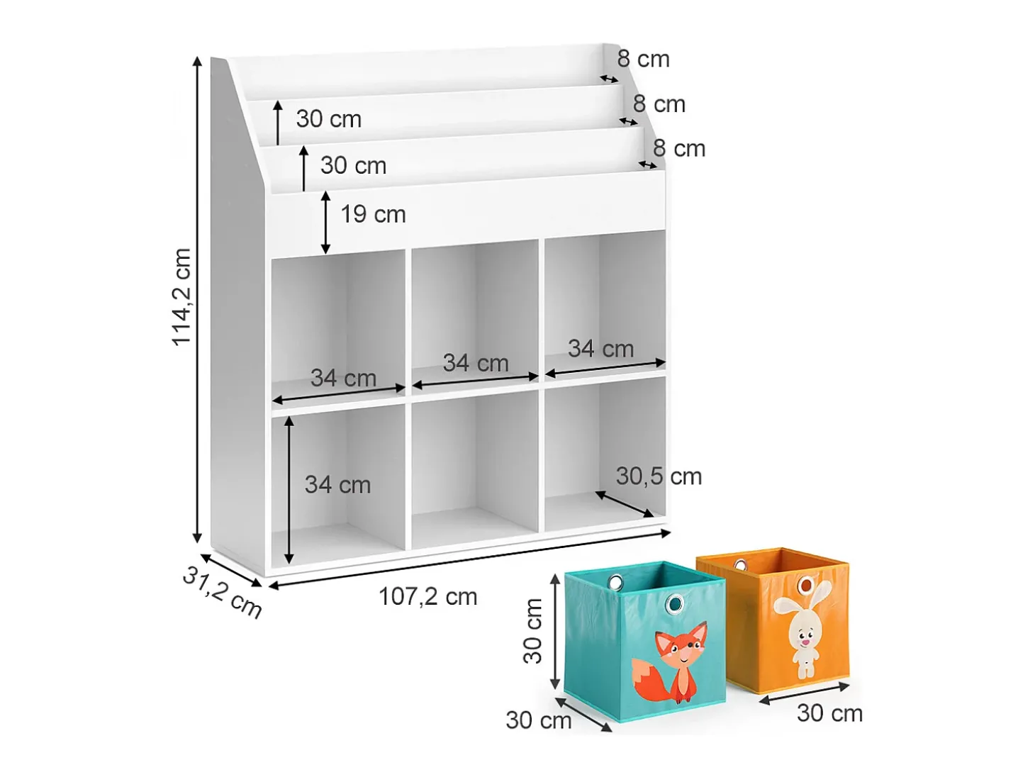Prateleira para crianças branco 107.2x31.2x114.2 luigi