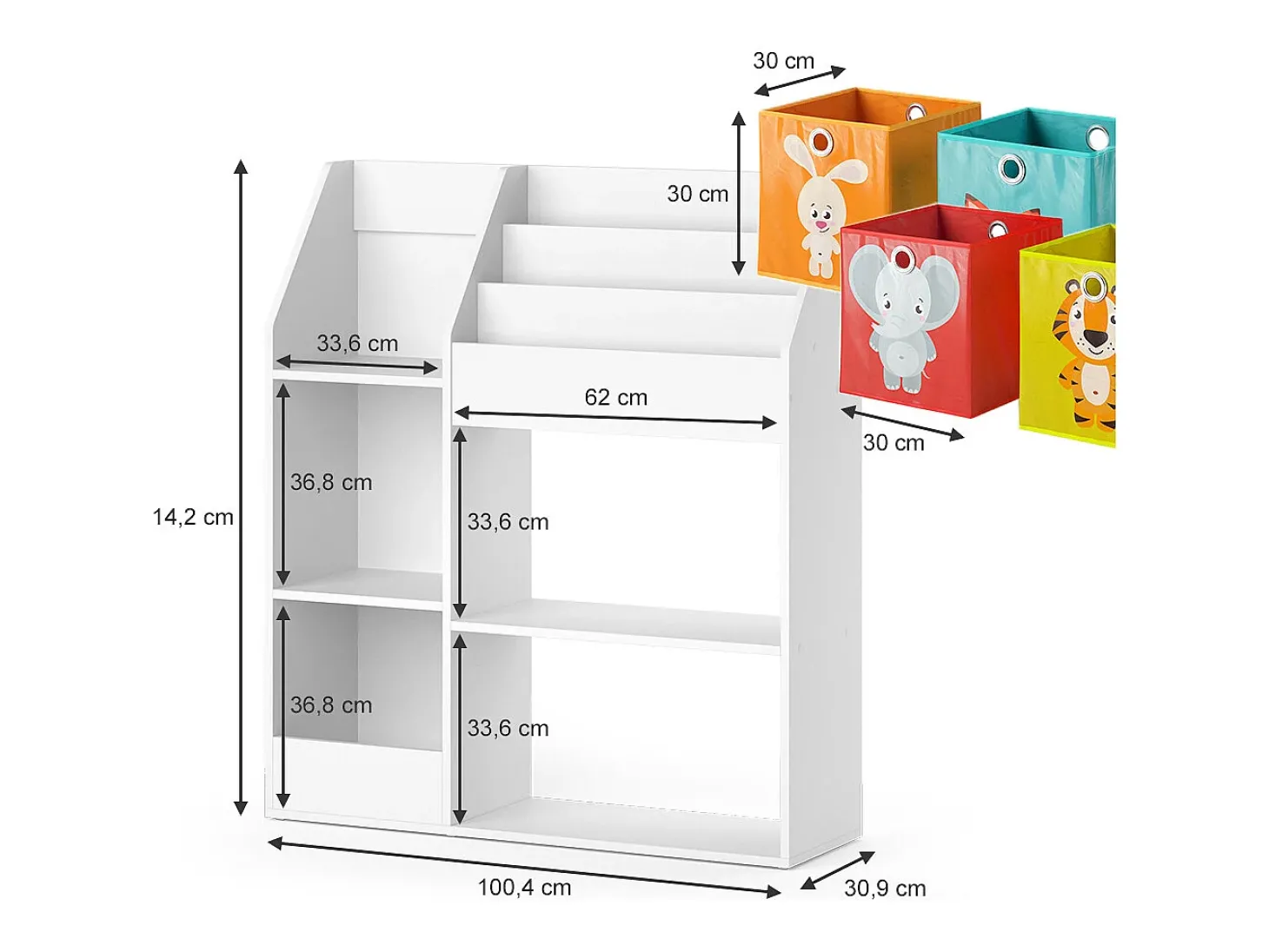 Prateleira para crianças branco 100.4x30.9x114.2 luigi