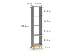 Prateleira para crianças cinza 35.2x30x159.5 malia