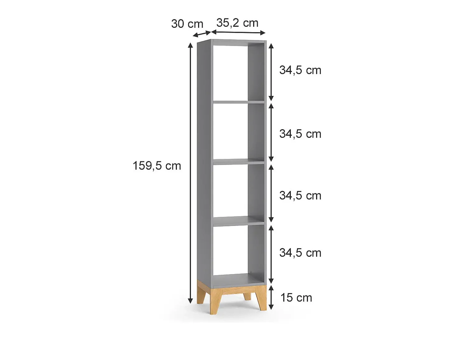 Prateleira para crianças cinza 35.2x30x159.5 malia