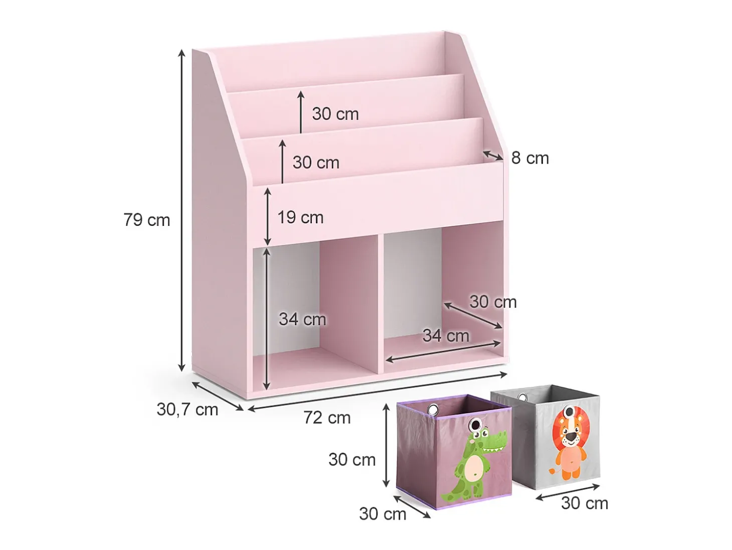 Prateleira para crianças rosa 72x30.7x79 luigi