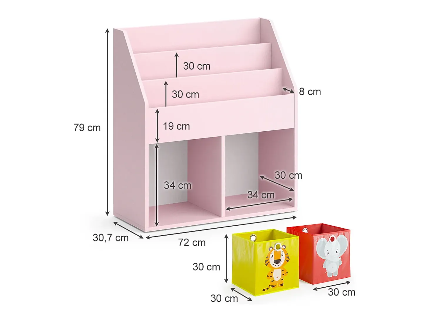 Prateleira para crianças rosa 72x30.7x79 luigi