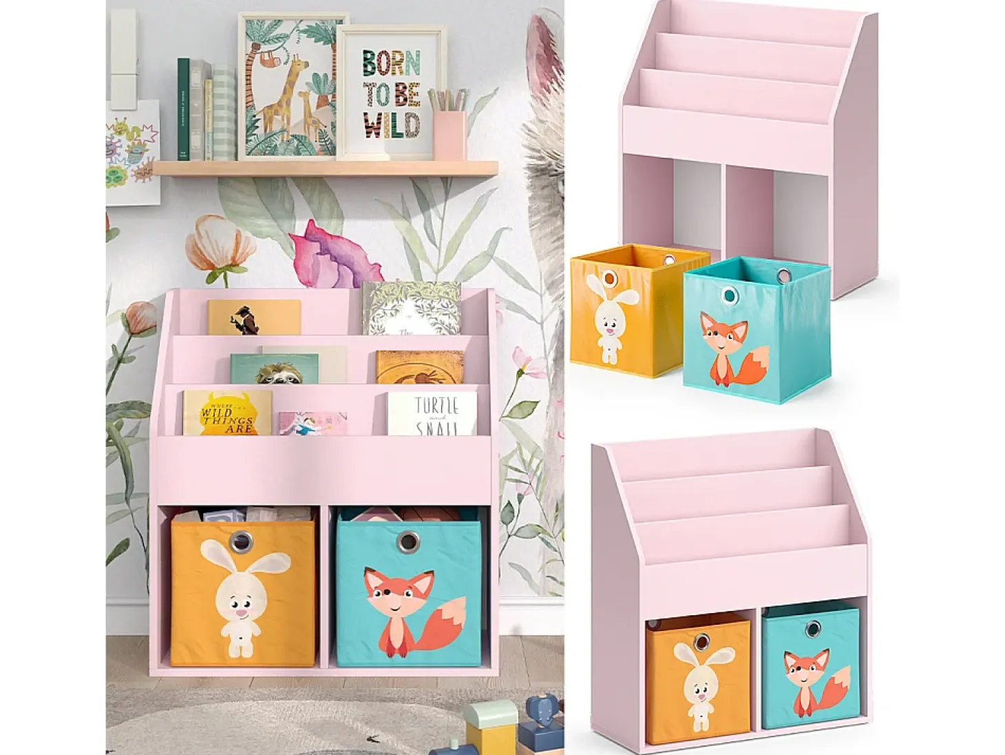 Prateleira para crianças rosa 72x30.7x79 luigi