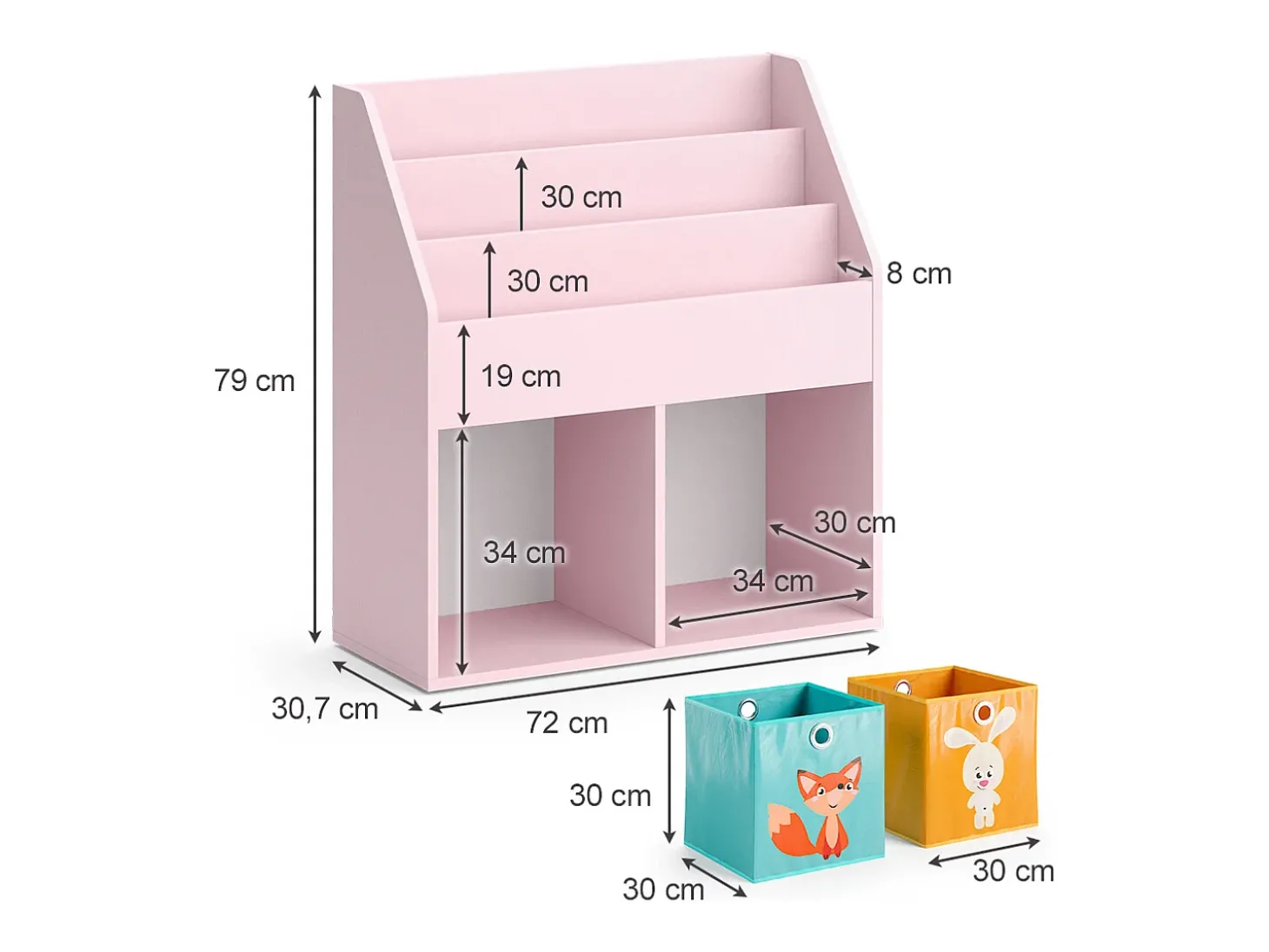 Prateleira para crianças rosa 72x30.7x79 luigi