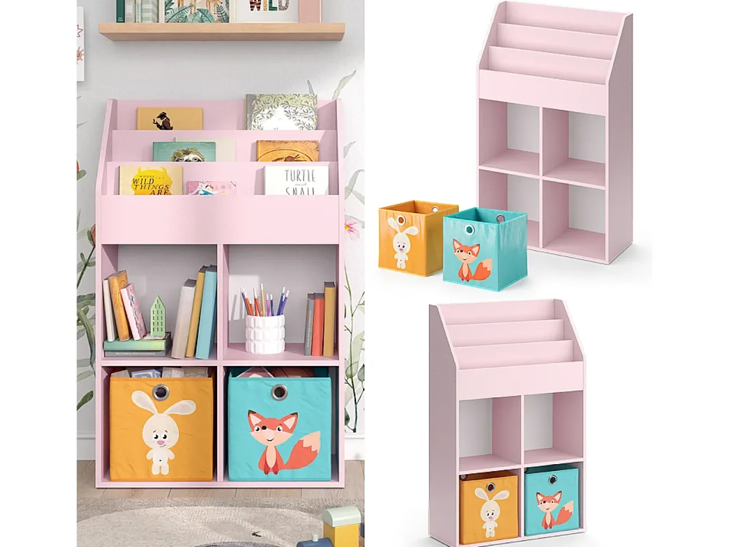 Prateleira para crianças rosa 72x31.2x114.2 luigi