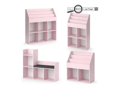 Prateleira para crianças rosa 72x31.2x114.2 luigi