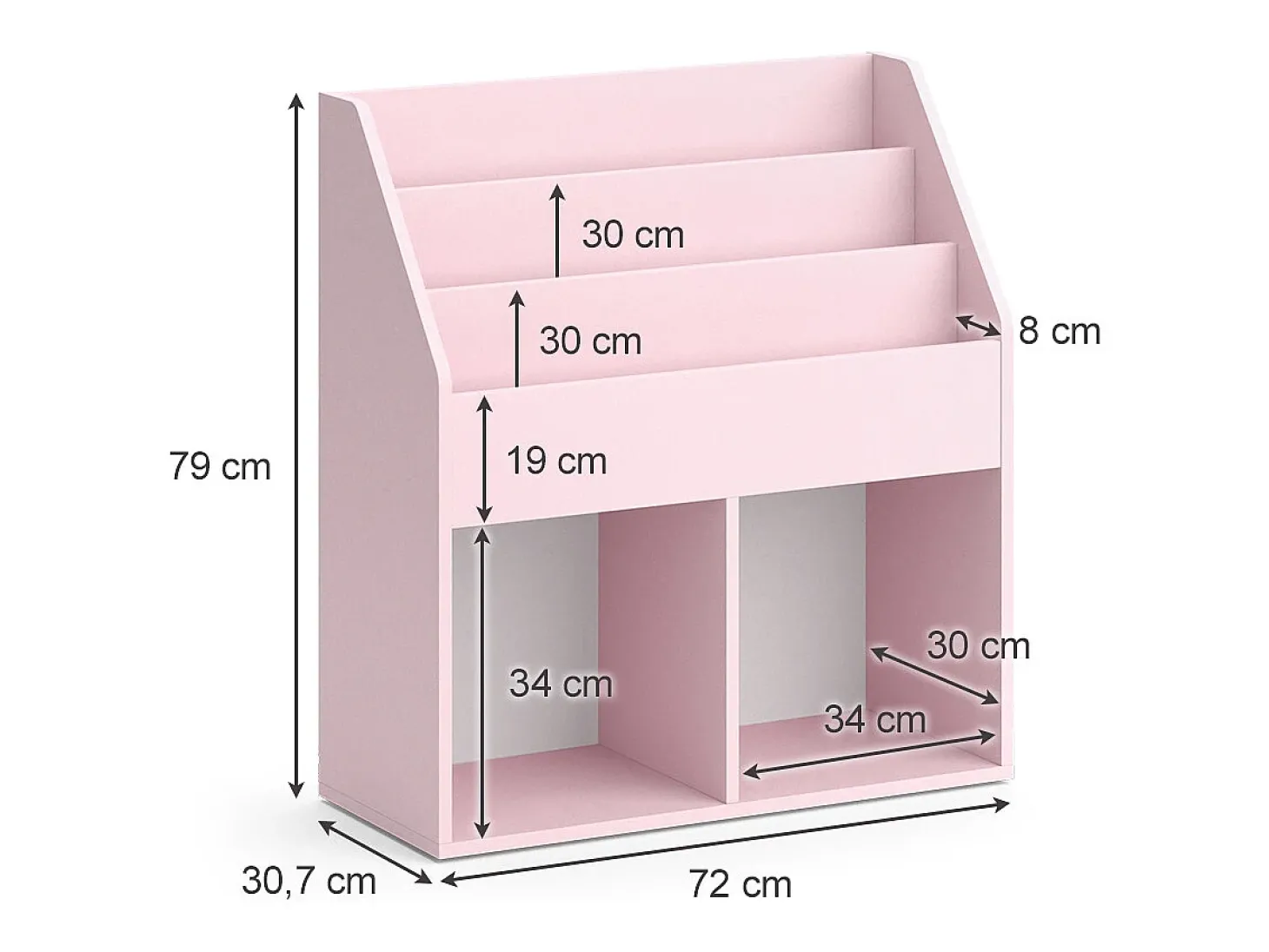 Prateleira para crianças rosa 72x30.7x79 luigi