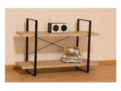 Prateleira SHELVES estilo industrial de madeira e metal 2 Níveis.