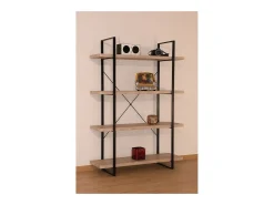 Prateleira SHELVES tipo industrial de madeira e metal 4 Níveis.