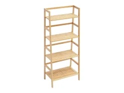 Prateleira SucceBuy de Bambu com 4 Níveis Prateleira de Armazenamento em Escada Trapezoidal para Banheiro, Quarto, Escritório, Estudo, Madeira Natural