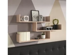 Prateleira suspensa de três níveis, prateleira de parede moderna para sala, 119 cm carvalho sonoma