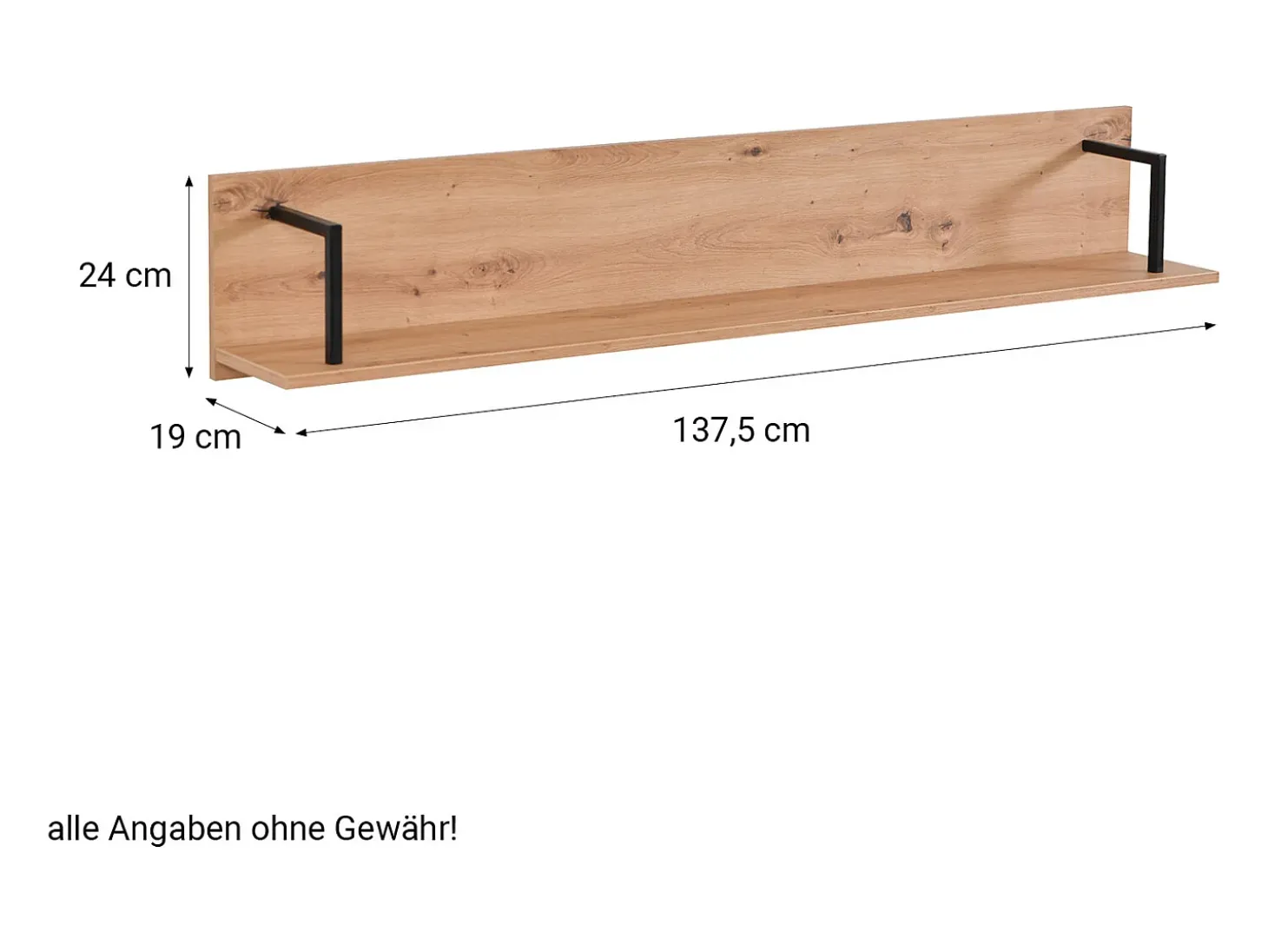 Prateleira 137,5x24x21 cm Natural Preto