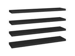 Prateleiras de parede suspensas 4 pcs 120x23,5x3,8cm MDF preto PT367984