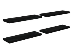 Prateleiras de parede suspensas 4 pcs 80x23,5x3,8cm MDF preto PT848394
