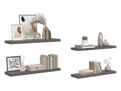Prateleiras de parede suspensas 4 pcs 90x23,5x3,8cm MDF cinza