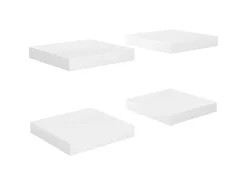 Prateleiras de parede suspensas 4 pcs 23x23,5x3,8cm MDF branco PT507512