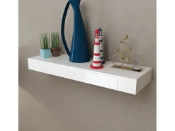 Prateleiras de parede suspensas com gavetas 2 pcs branco 80 cm PT679518