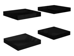 Prateleiras de parede suspensas 4 pcs 23x23,5x3,8cm MDF preto PT371420