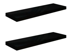 Prateleiras de parede suspensas 2 pcs 80x23,5x3,8cm MDF preto PT561874