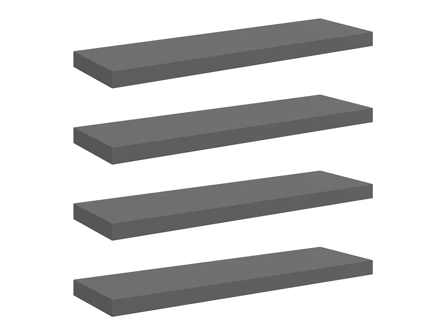 Prateleiras de parede suspensas 4 pcs 80x23,5x3,8cm MDF cinza