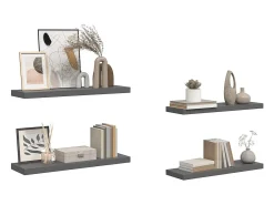 Prateleiras de parede suspensas 4 pcs 80x23,5x3,8cm MDF cinza
