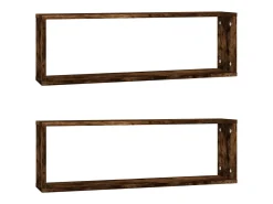 Prateleiras em cubo 2 pcs derivados de madeira carvalho fumado PT677792