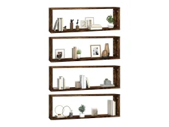 Prateleiras em cubo 4 pcs derivados de madeira carvalho fumado PT185036