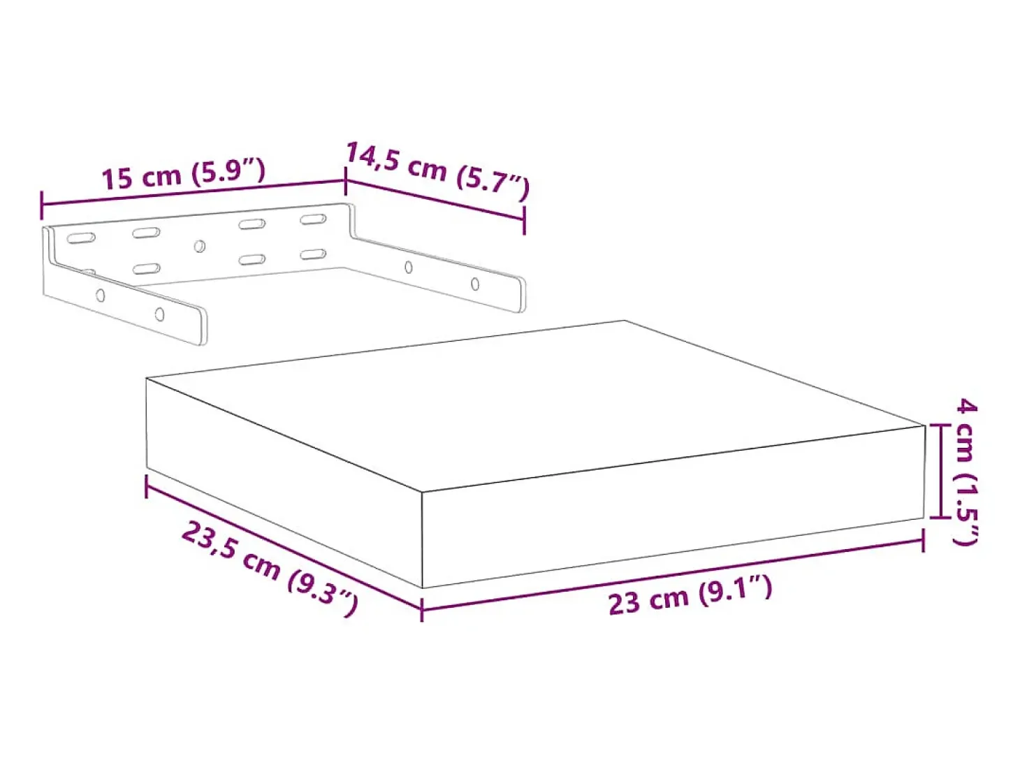 Prateleiras flutuantes 4 pcs 23x23,5x4 cm derivados de madeira