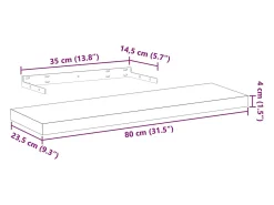 Prateleiras flutuantes 4 pcs 80x23,5x4 cm derivados de madeira