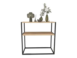 Prateleiras para móveis de corredor de entrada Rus, preto e carvalho Safir, 90x90x34 cm