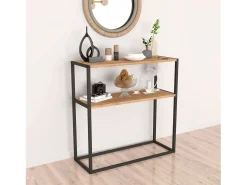 Prateleiras para móveis de corredor de entrada Rus, preto e carvalho Safir, 90x90x34 cm