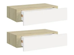 Prateleiras parede + gavetas 2pcs MDF 40x23,5x10cm carv./branco PT731970