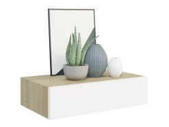 Prateleiras parede + gavetas 2pcs MDF 40x23,5x10cm carv./branco PT731970