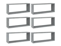 Prateleiras parede 6 pcs madeira processada 60x15x23 cm cinza PT732003