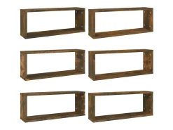 Prateleiras parede 6 pcs madeira processada 60x15x23 cm fumado