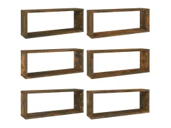 Prateleiras parede 6 pcs madeira processada 60x15x23 cm fumado PT952614