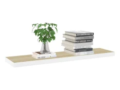 Prateleiras parede 2 pcs 120x23,5x3,8 cm MDF carvalho e branco PT490642